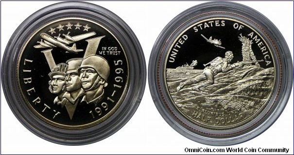 ½ dollar, World War II 50th Anniversary Commemorative 