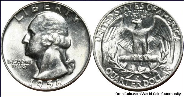 ¼ dollar, 1956-D