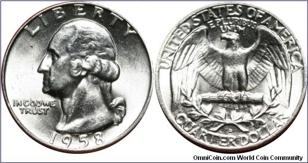 ¼ dollar, 1958-D
