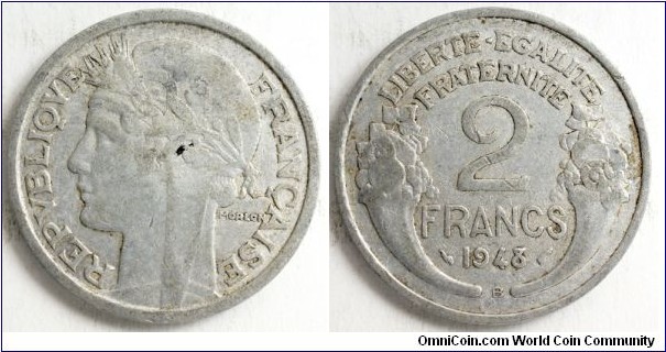 2 Francs, 27mm, 2.2gr, Aluminum, Mint Paris