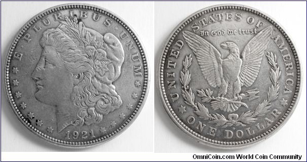 1 Morgan Dollar, 38.1mm, 26.73g, 90% Silver 10% Copper, Mint Philadelphia
