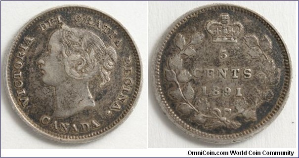 5 Cents, Victoria, 15.494mm, 1.167g, 92.5% silver, 7.5% copper
