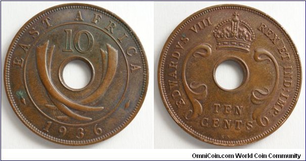 10 Cents, Edward VIII, 30.6 mm, 10.9 g, Bronze