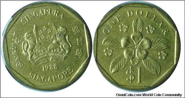 Singapore 1dollar 1988