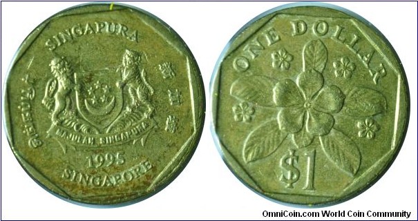Singapore 1dollar 1995