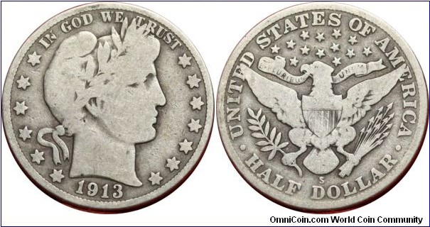 ½ dollar, 1913-S