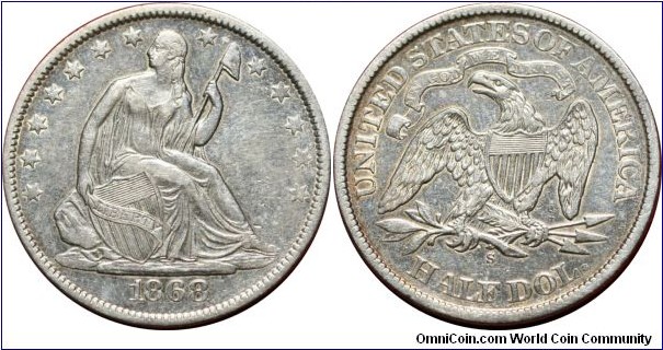 ½ dollar, 1868-S