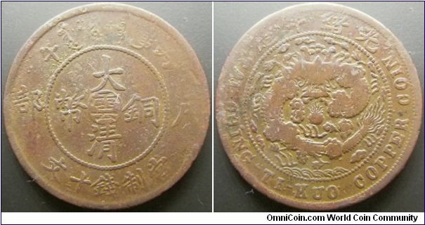 China 1906 Yunnan Province 10 cash. A tough coin to find! Weight: 7.23g. 