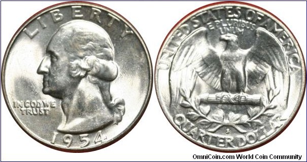 ¼ dollar, 1954-S 
