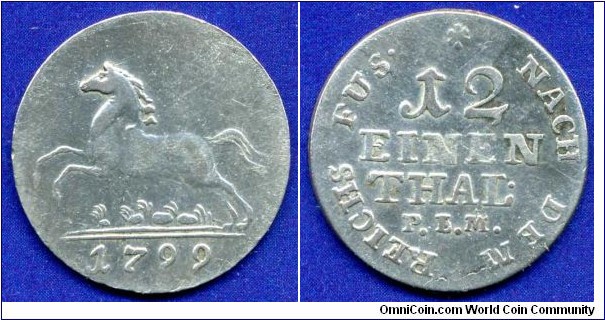 1/12 Thaler (Doppelgroschen, 1/12 Reichs Thaler - NACH DEM REICHS FUS.).
Hannover.
Georg III (1760-1820) of England.
*PLM* - mintmaster Philipp Ludwig Magius, work on Clausthal mint in 1792-1800.


Ag437f. 3,34gr.