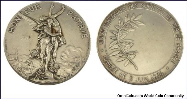 France Honneur Patrie Medal, Union Nationale des Societes Tir de France, Silver 60 MM