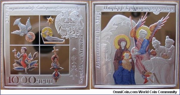 1000 Dram - Adoration of the Magi - 31.1 g Ag .999 Proof - mintage 6,000