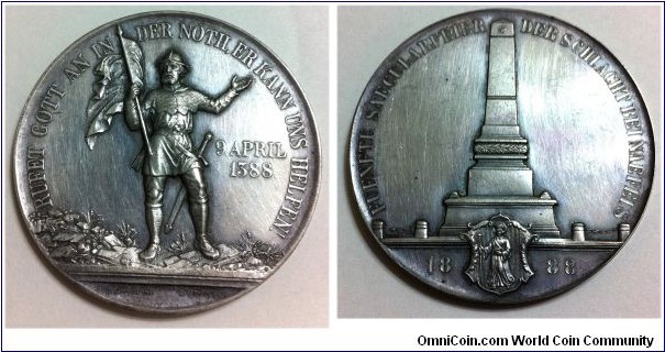 Swiss Glarus Battle of Naefels Medal engraved by Durussel, Silver 46 MM.
