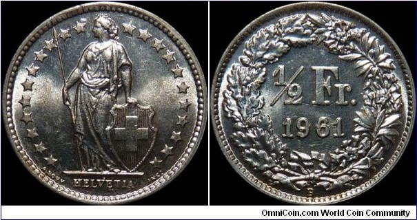 Switzerland 1/2 Franc 1961-B (Silver)