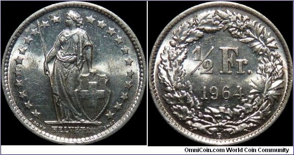 Switzerland 1/2 Franc 1964-B (Silver)