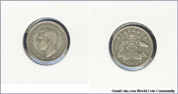 1942 (D) Sixpence. Denver mint mark