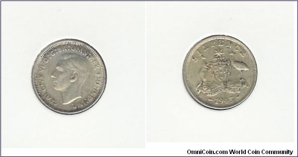 1945 Sixpence