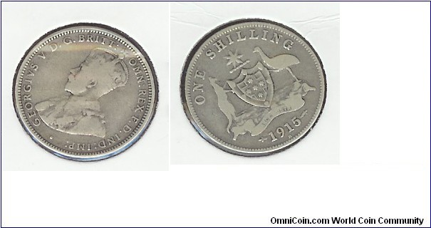 1915 (H) Shilling. London mint mark