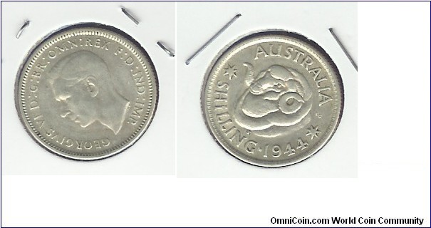 1944 (S) Shilling. San Francisco mint mark.