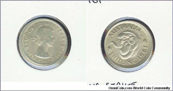 1961 Shilling. 2mm Mis-strike.