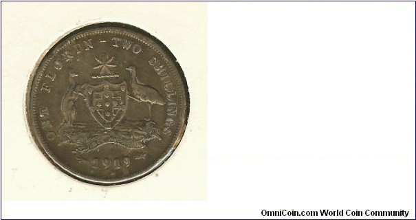 1919 Florin. Lead Forgery.