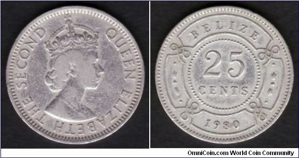 Belize 25 Cents 1980 KM#36 