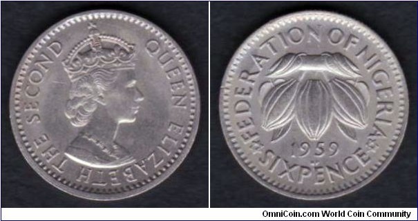 Nigeria 6 Pence 1959 KM#4