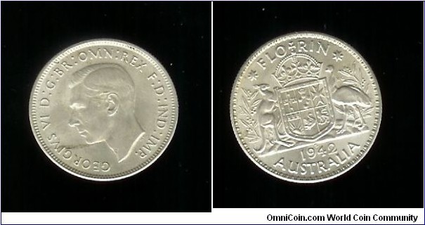 1942 (S) Florin. 'S' just under the bottom boundary