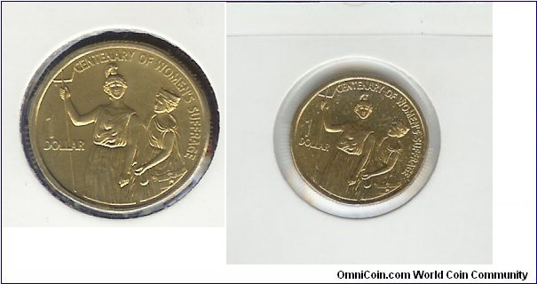 2003 $1. Centenary of Women's Suffrage. Large (RH) & Small (LH) designs depicted