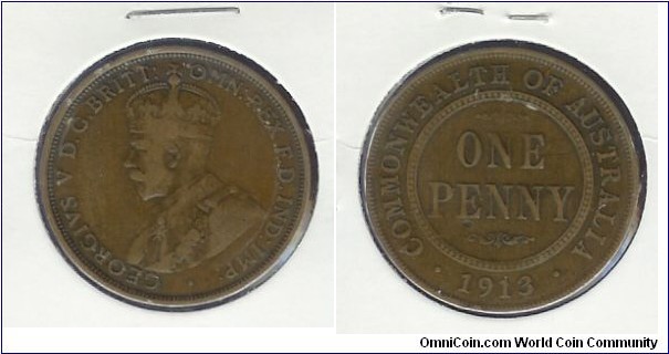 1913 Penny. Wide date variety