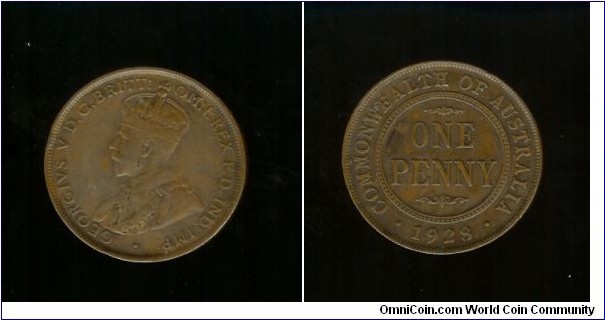 1928 Penny. Broken 8 - Broken O of OMN - Broken O of George - Broken D of FD - Dot Before P