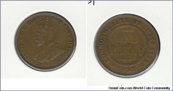 1931 Penny. India Obverse.