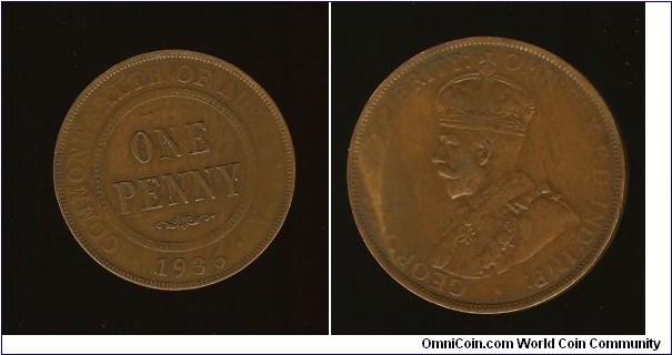 1936 Penny. Weak struck reverse & obverse legends