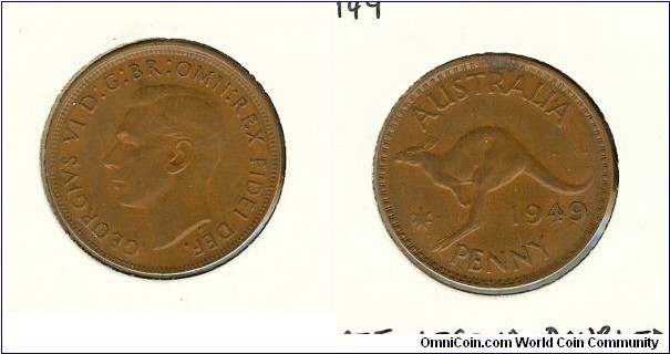 1949 Penny. Doubling of the date legend.
