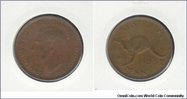 1952 (A.) Penny. Dot after 'A' positioned wide.