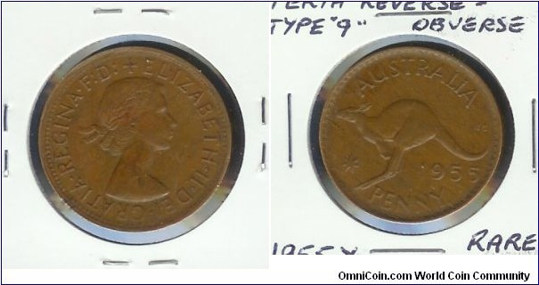 1955 (Y.) Penny. MULE PENNY. 'Type 9' Obverse. VERY RARE