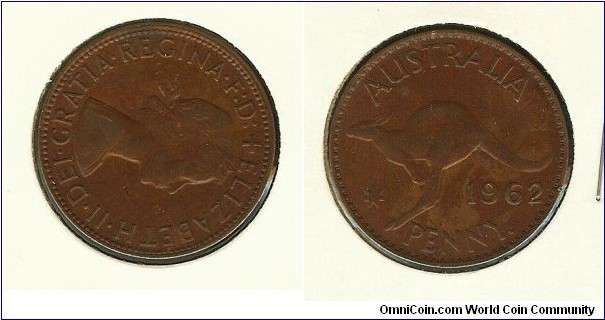 1962 (Y.) Penny. Rotated to 3 o'clock. SCARCE