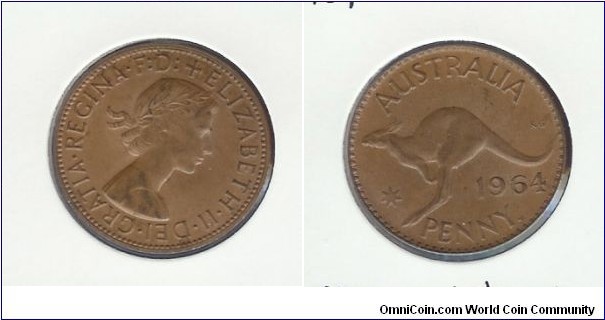 1964 Penny. Rotated to 1 o'clock