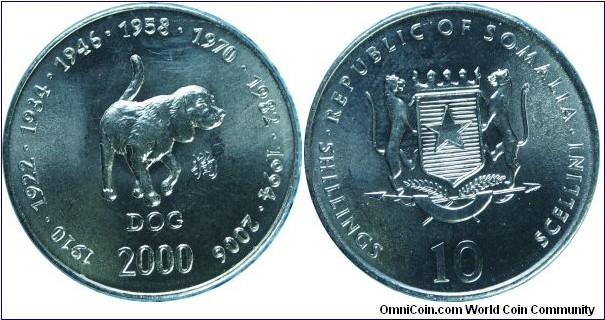 Somalia10shillings Dog-km100-2000