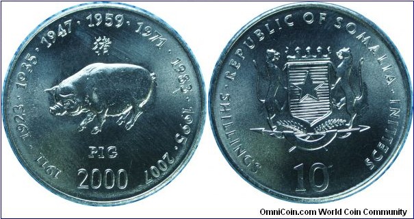 Somalia10shillings Pig-km101-2000