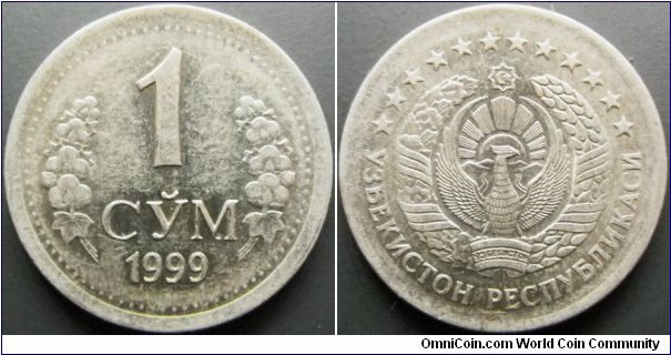 Uzbekistan 1999 1 som. Appearently tough coin to find. Weight: 2.71g. 