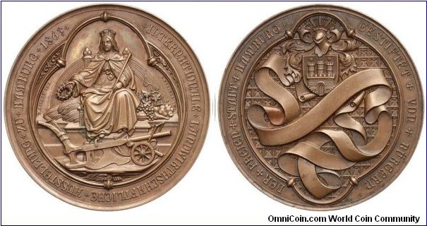 Germany Hamburg Landwirtschaftl Medal, Bronze 78 MM
