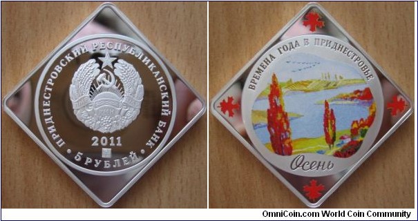 5 Rubles - Seasons in Transnistria - Autumn - 29.70 g Ag .925 Proof-like - mintage 250 pcs only ! Very rare !