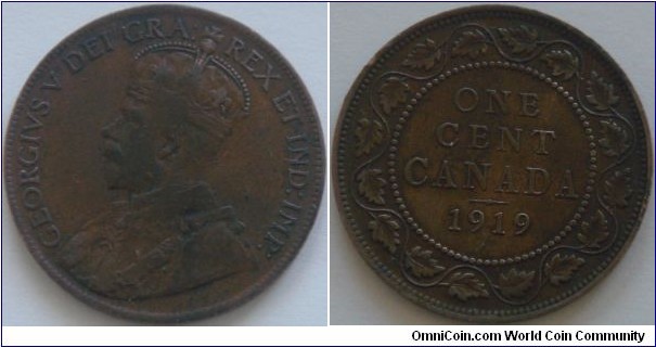 Canada, 1 cent, 1919 (1912 - 1920) Large cent