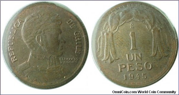Chile 1Peso-km179-1945