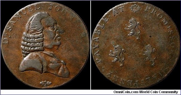 c. 1790 ½ Penny Token, Great Britain.