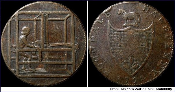 1792 ½ Penny Token, Great Britain.