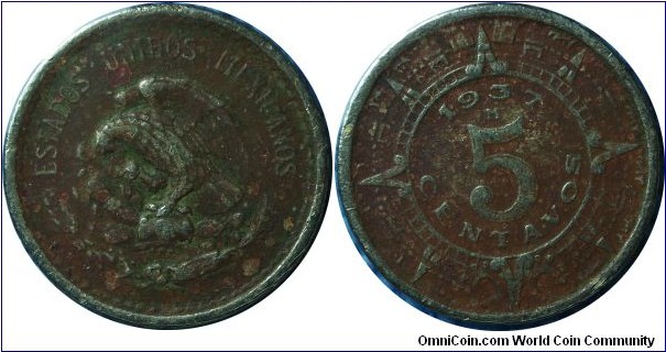 Mexico 5Centavos-km423-1937