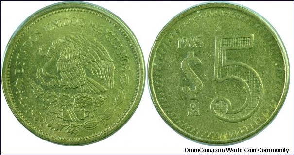 Mexico 5Pesos-km502-1985