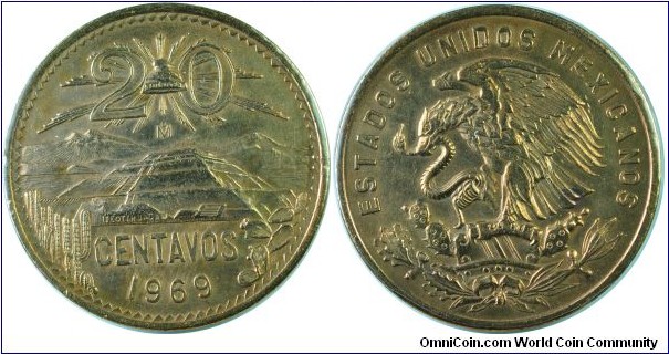 Mexico 20Centavos-km440-1969